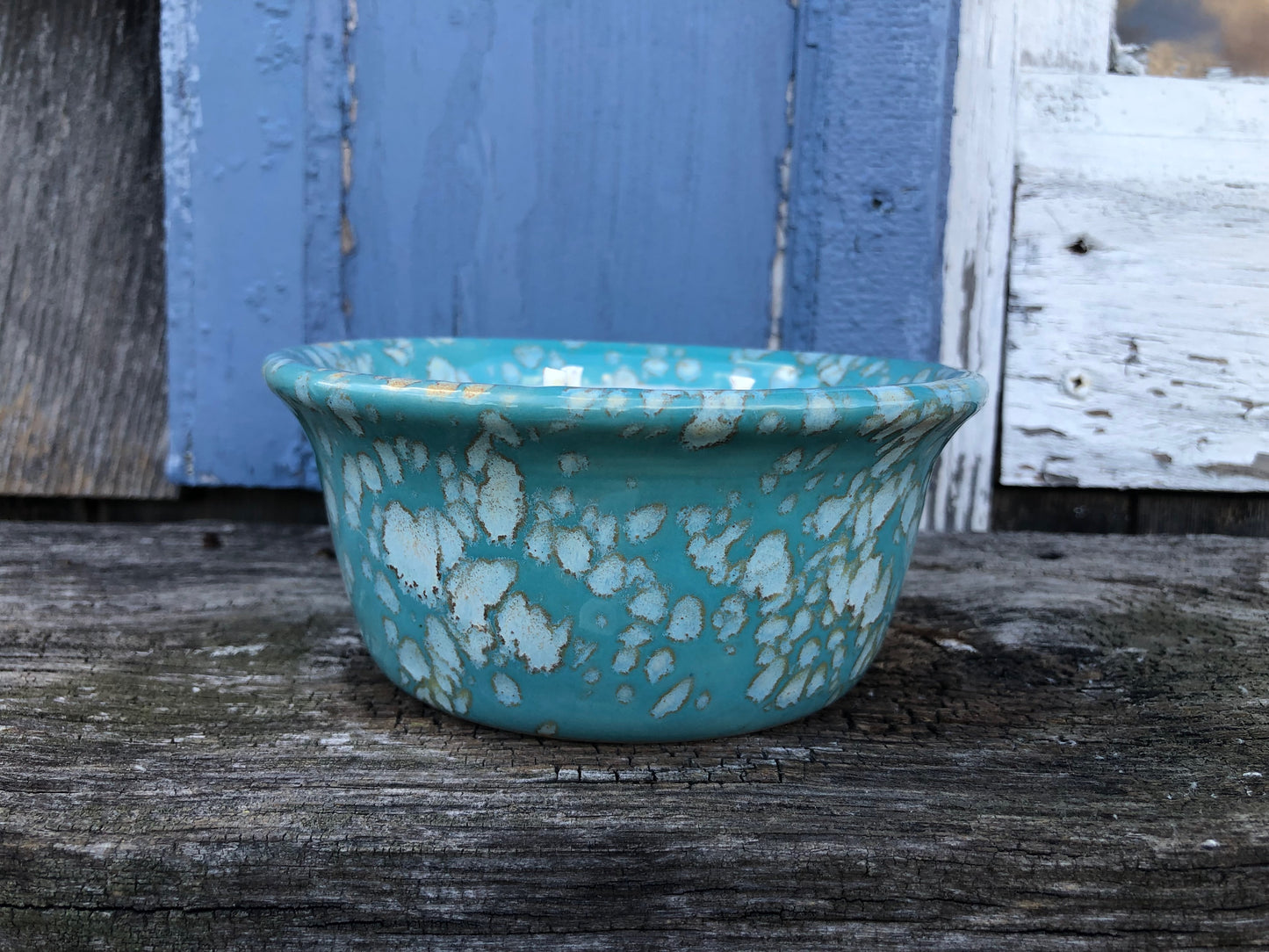 Ceramic Pottery Candle Bowl in "Sea Glass" Turquoise Glaze with Soy Candle