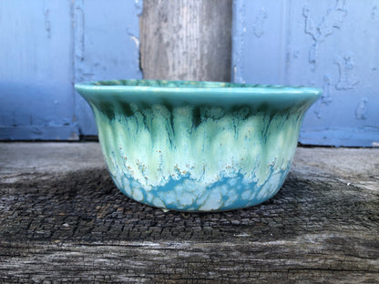 Ceramic Pottery Candle Bowl in "Bermuda" Green-Blue Glaze with Soy Candle
